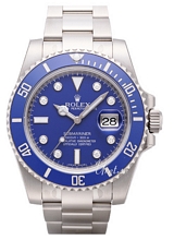 Rolex Submariner White Gold Blue Dial Ceramic Bezel Diamond Inde